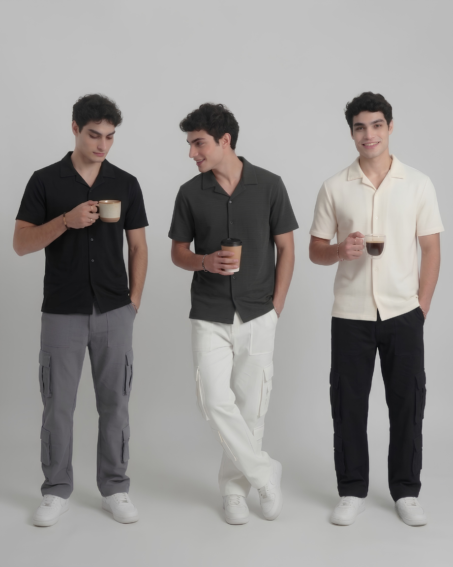 Premium Cuban Collar Shirt Pack of 3
