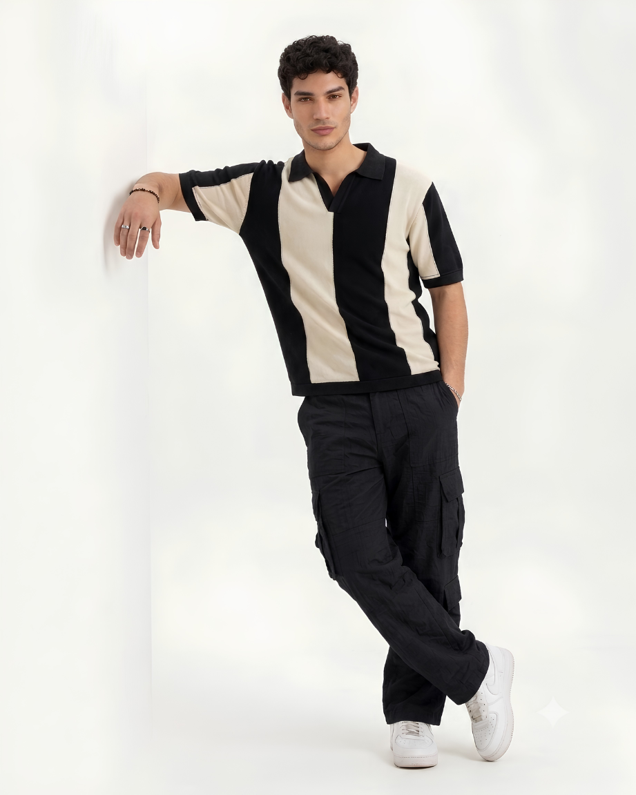 Monochrome Vertical Panel Polo
