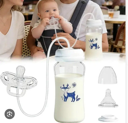Hands-Free Baby Feeding Bottle 240ml – BPA-Free Anti-Colic Feeder