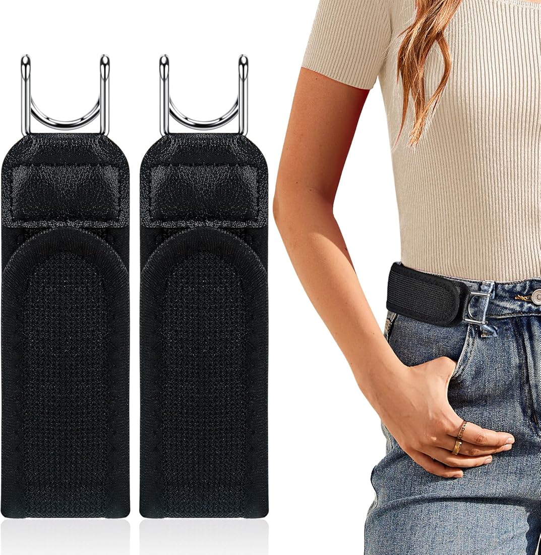 Adjustable Elastic Waist Belt with Metal Hooks