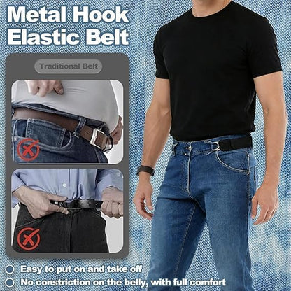Adjustable Elastic Waist Belt with Metal Hooks