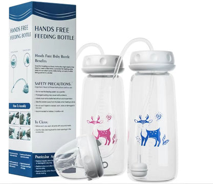 Hands-Free Baby Feeding Bottle 240ml – BPA-Free Anti-Colic Feeder