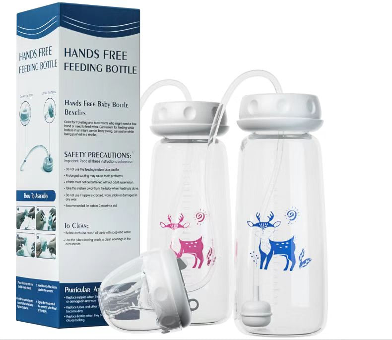 Hands-Free Baby Feeding Bottle 240ml – BPA-Free Anti-Colic Feeder