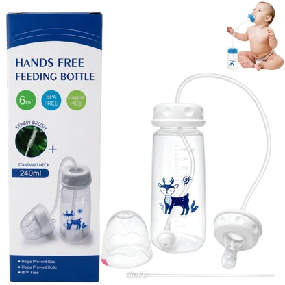Hands-Free Baby Feeding Bottle 240ml – BPA-Free Anti-Colic Feeder